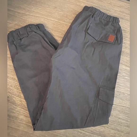 Men’s Cargo Grey Pants, Drawstring, Elastic Bottom, Size Large - Picture 1 of 12